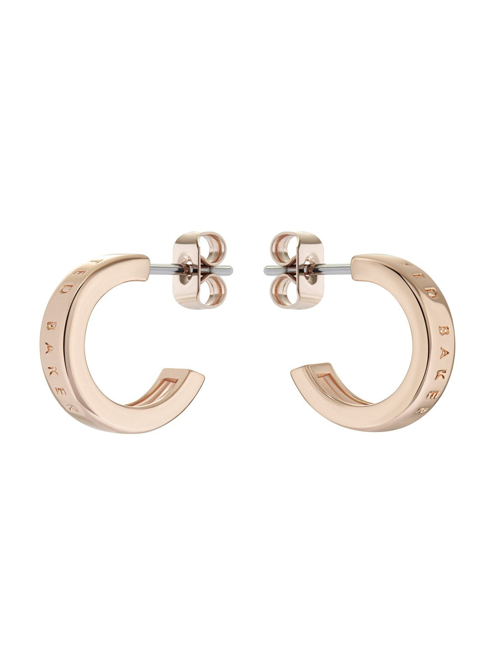 Ted Baker Rose Gold Nano Logo Hoop Earrings