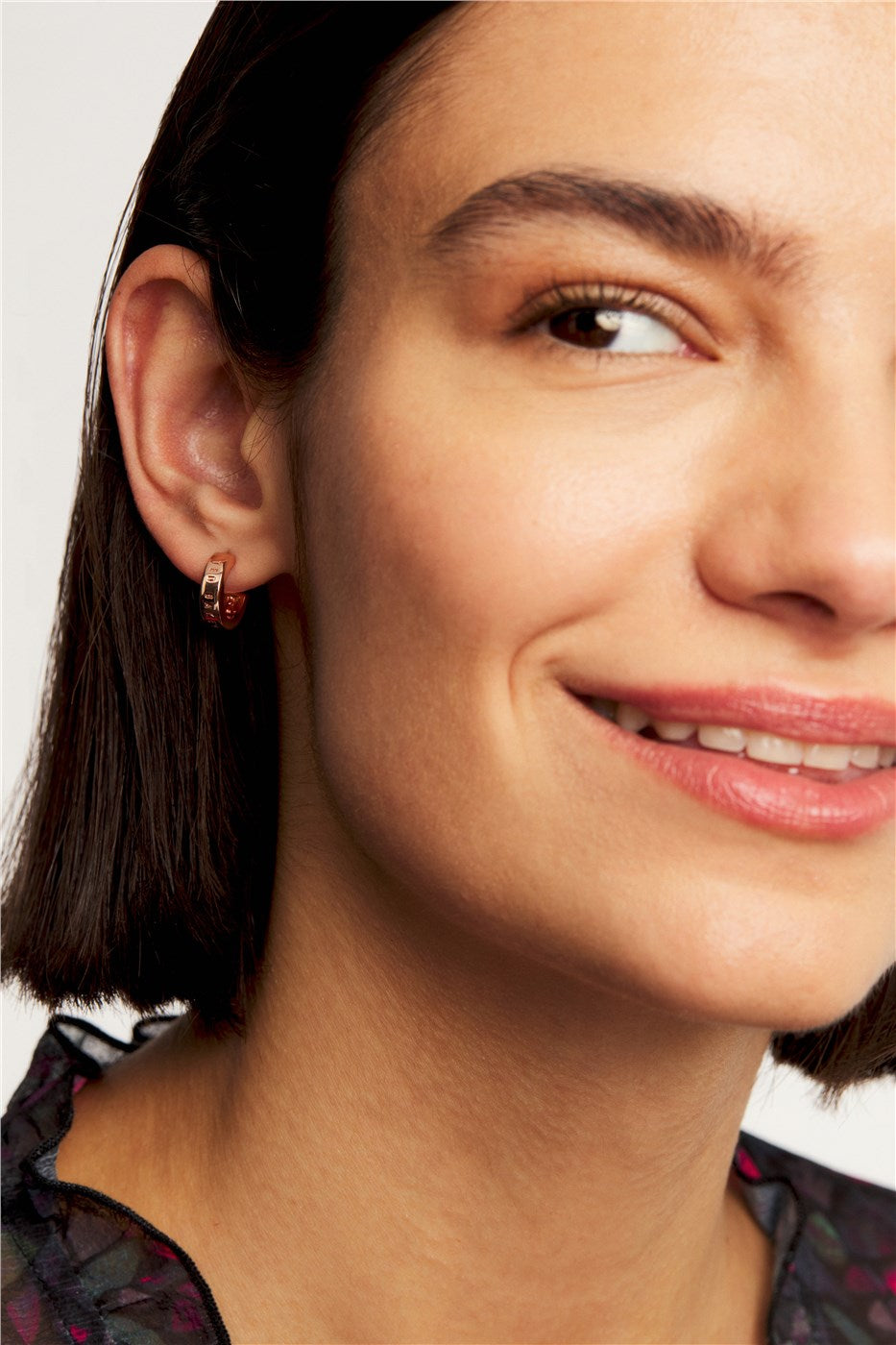 Ted Baker Rose Gold Nano Logo Hoop Earrings