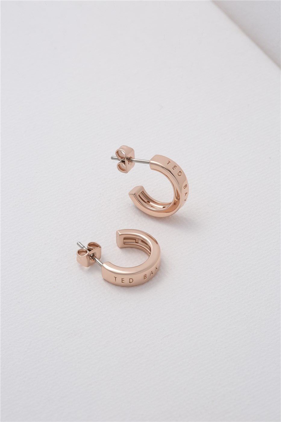 Ted Baker Rose Gold Nano Logo Hoop Earrings