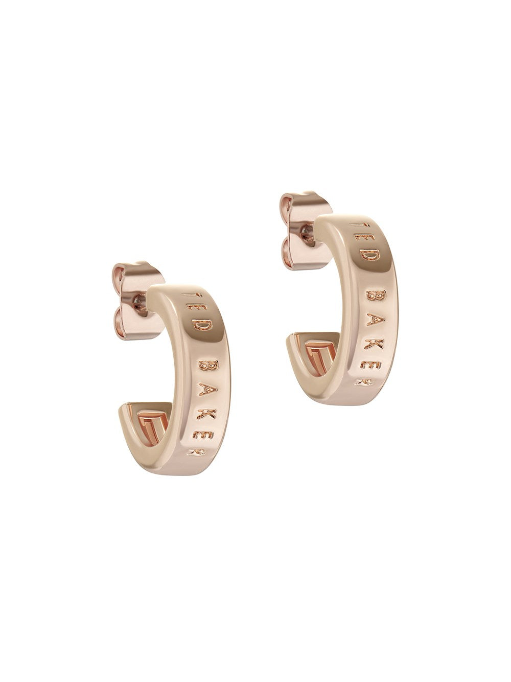 Ted Baker Rose Gold Nano Logo Hoop Earrings
