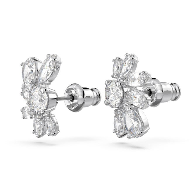 Swarovski Gema Silver Flower Earrings
