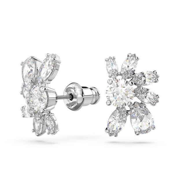 Swarovski Gema Silver Flower Earrings