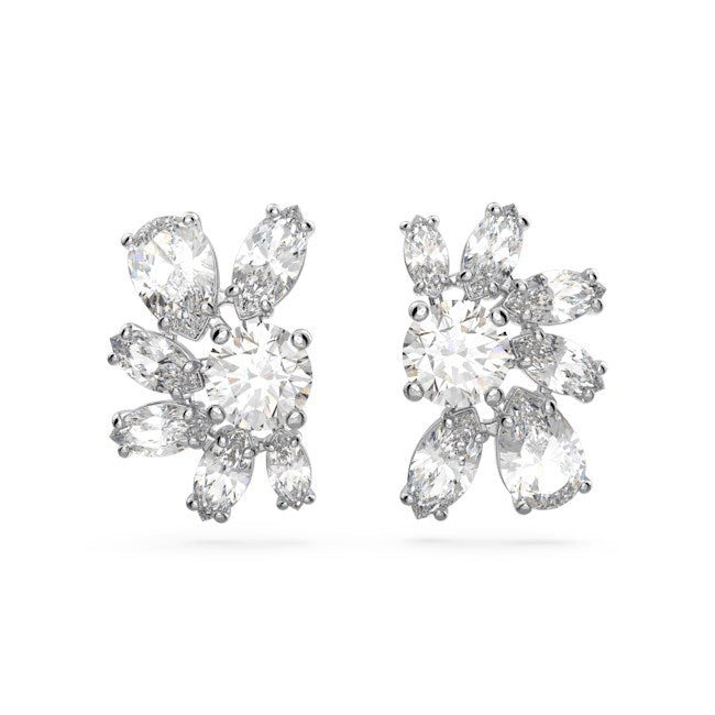 Swarovski Gema Silver Flower Earrings