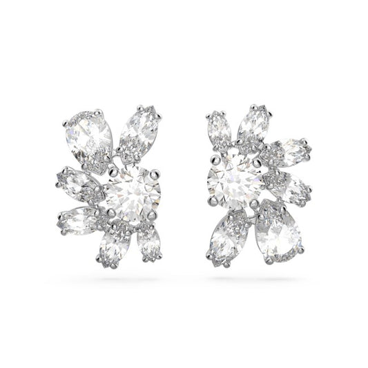 Swarovski Gema Silver Flower Earrings