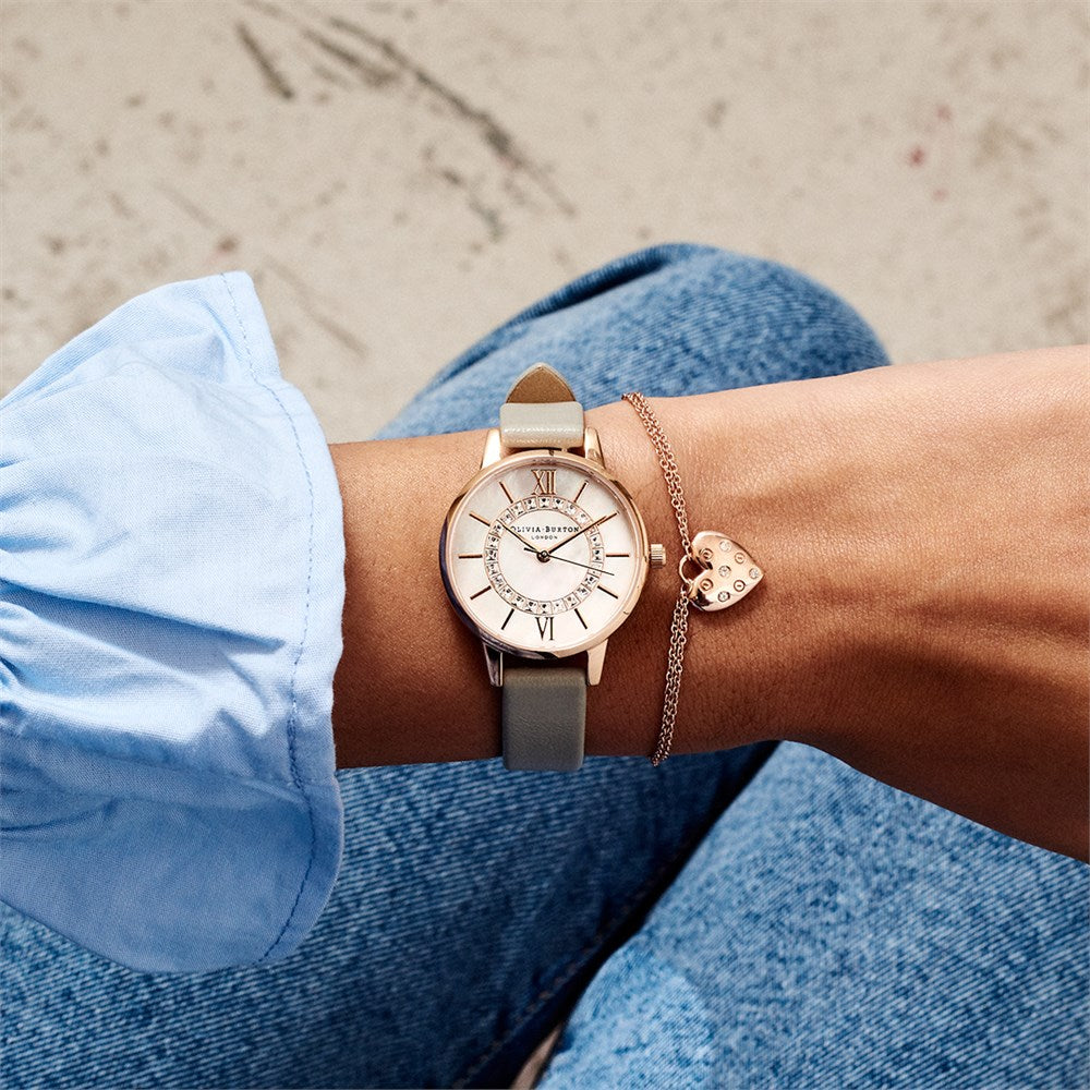 Olivia Burton Rose Gold Crystal Heart Bracelet