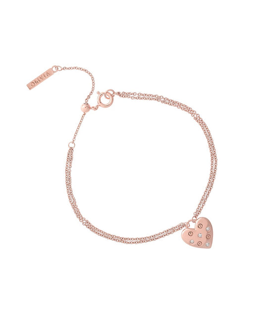 Olivia Burton Rose Gold Crystal Heart Bracelet