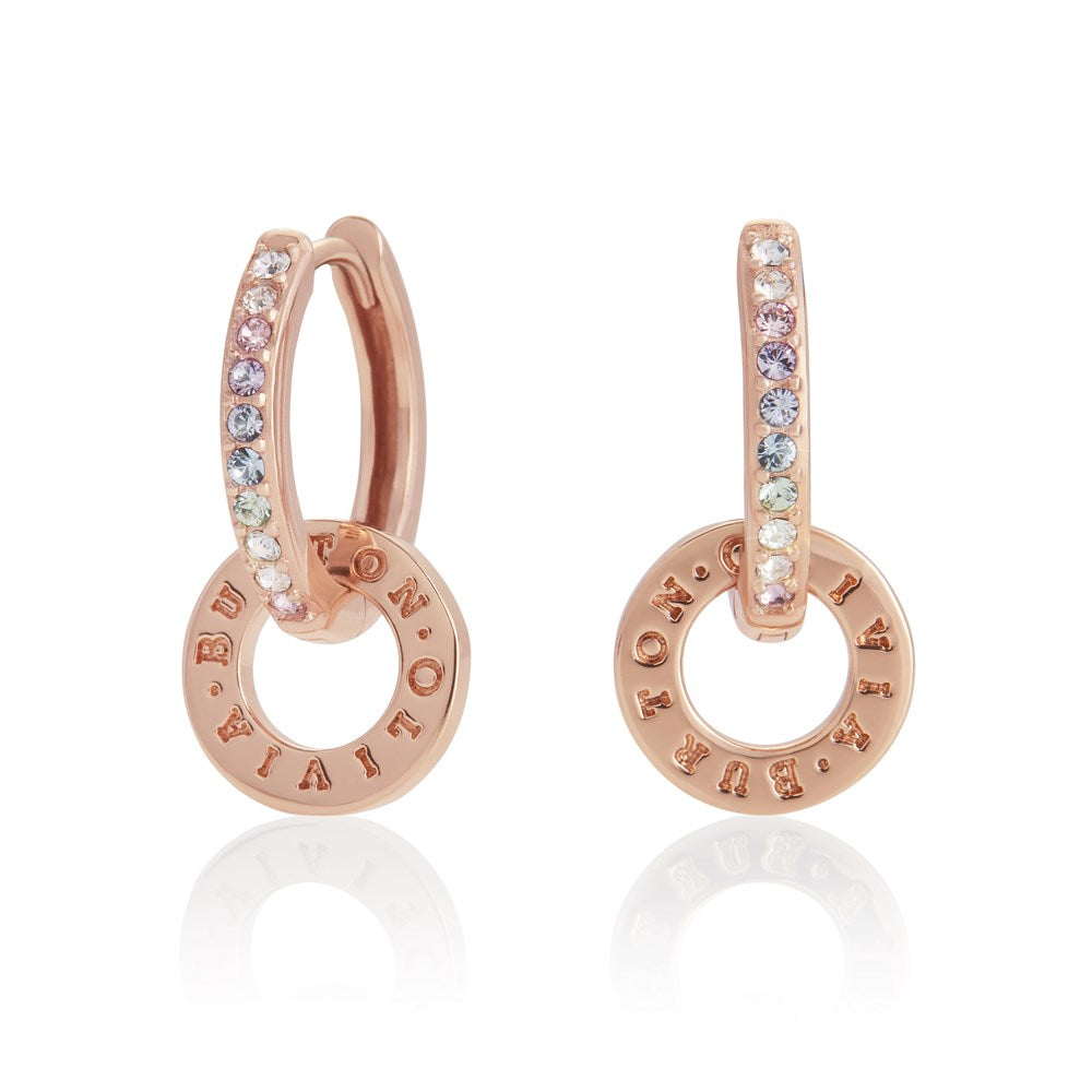 Olivia Burton Rose Gold Rainbow Huggie Hoop Earrings