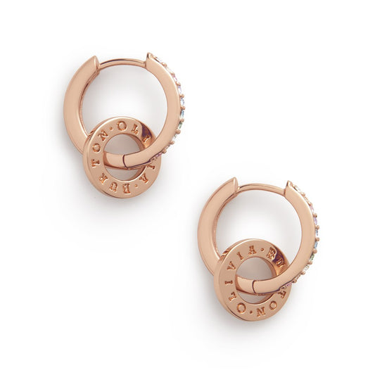 Olivia Burton Rose Gold Rainbow Huggie Hoop Earrings