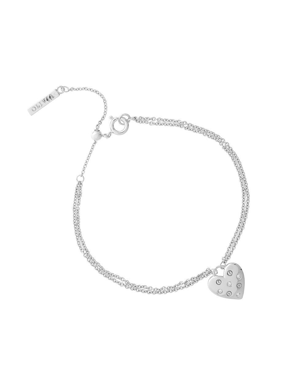 Olivia Burton Silver Crystal Heart Bracelet