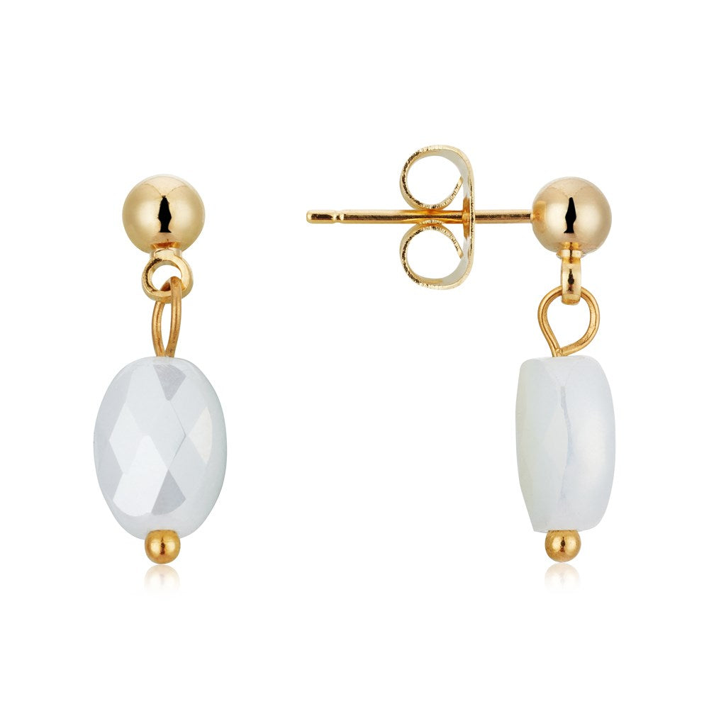 August Woods White + Gold Glass Bead Drop Earrings