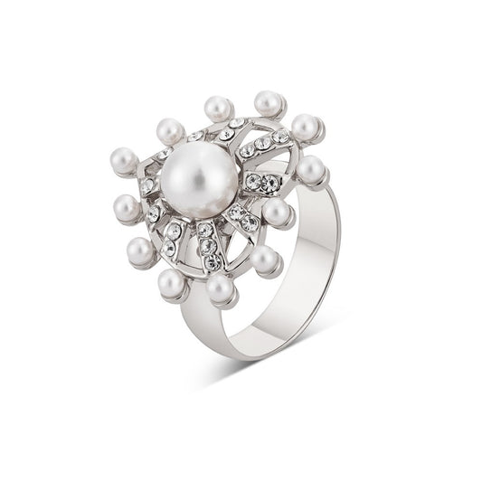 August Woods Silver Pearl Heart Adjustable Ring