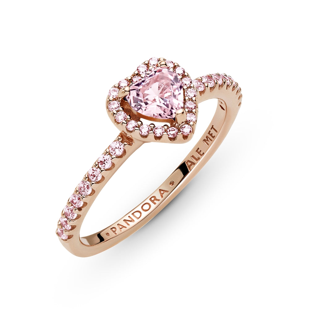 Pandora Rose Gold Sparkling Pink Elevated Heart Ring