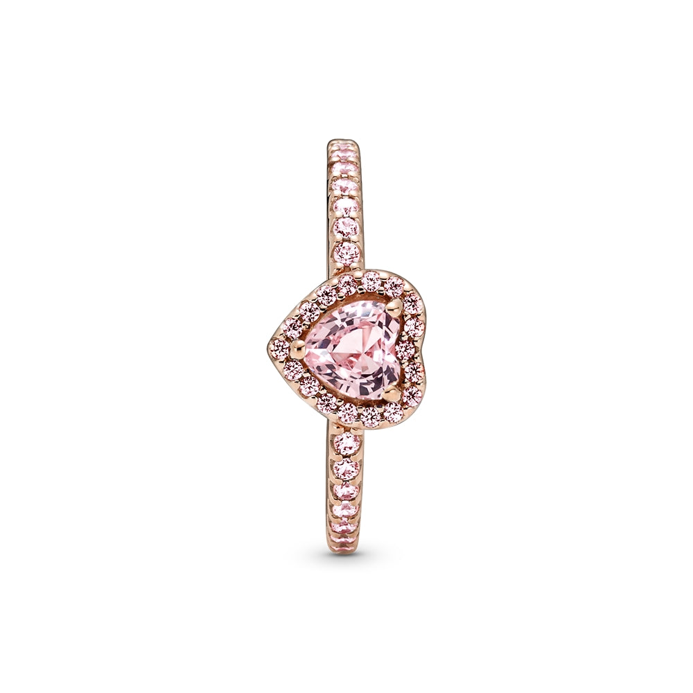 Pandora Rose Gold Sparkling Pink Elevated Heart Ring