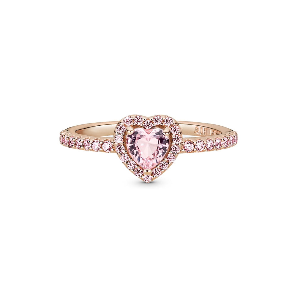 Pandora Rose Gold Sparkling Pink Elevated Heart Ring