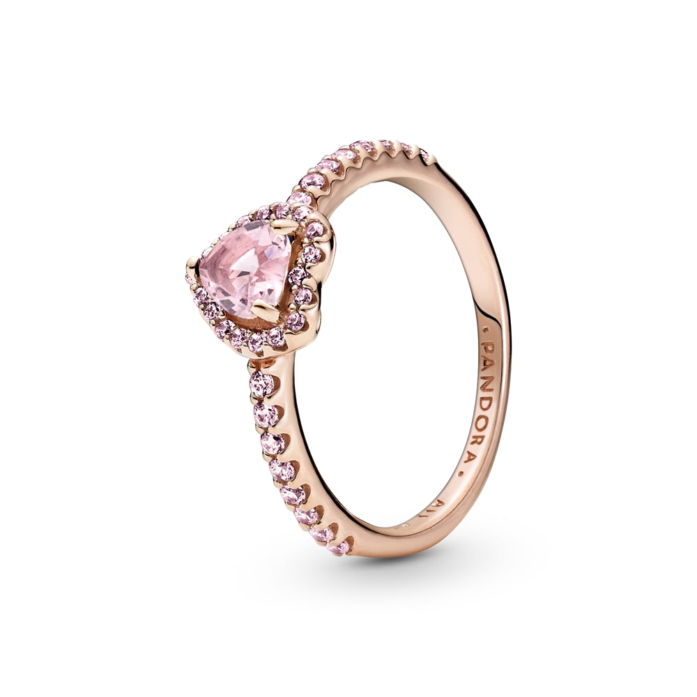 Pandora Rose Gold Sparkling Pink Elevated Heart Ring