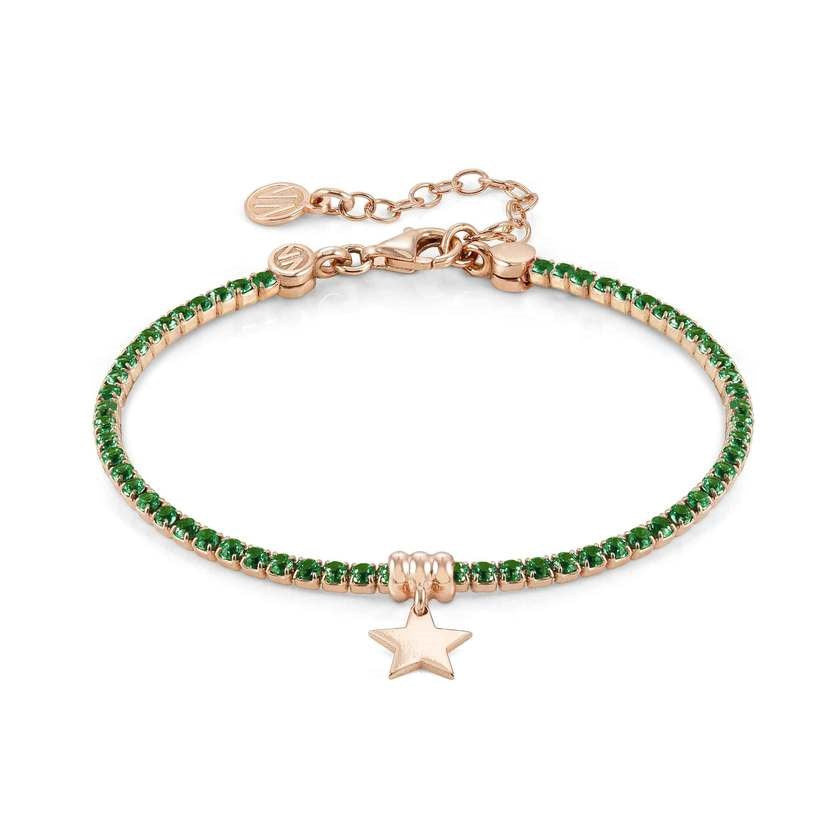 Nomination Rose Gold Chic Green Crystal Star Bracelet