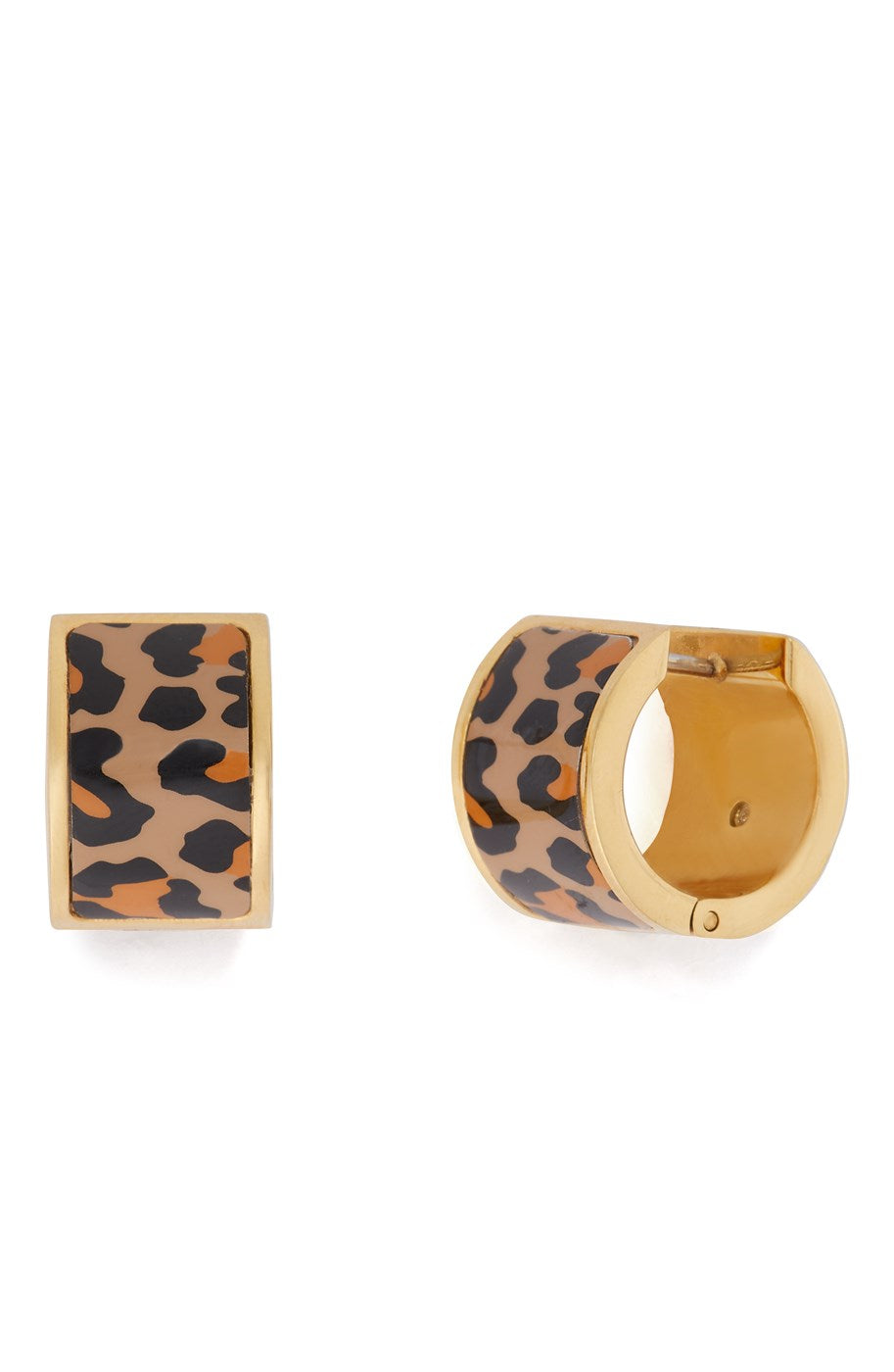 Kate Spade New York Gold Leopard Print Huggie Hoop Earrings
