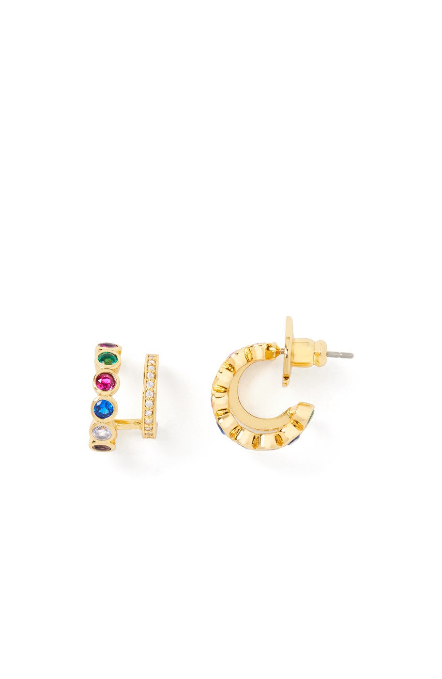 Kate Spade New York Gold Rainbow Double Huggie Hoop Earrings