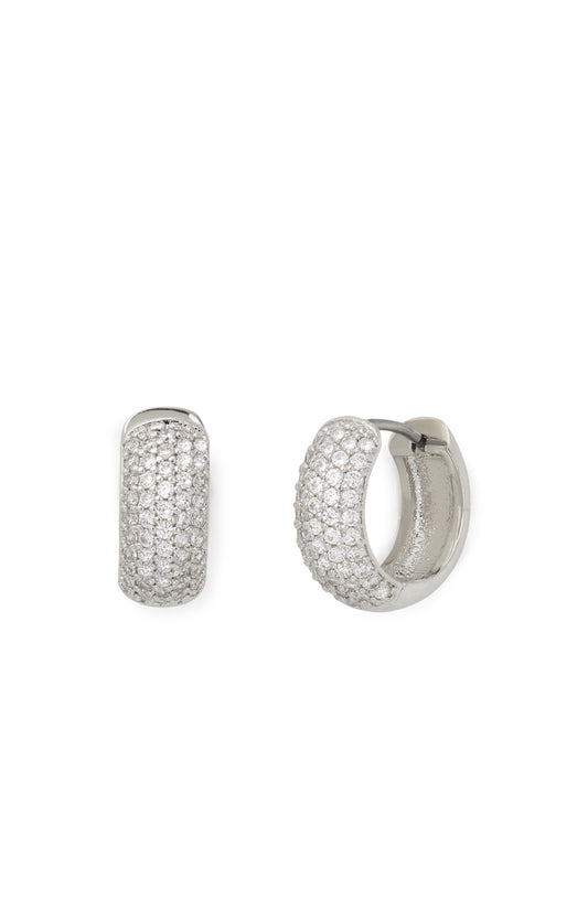 Kate Spade New York Silver Pavé Huggies