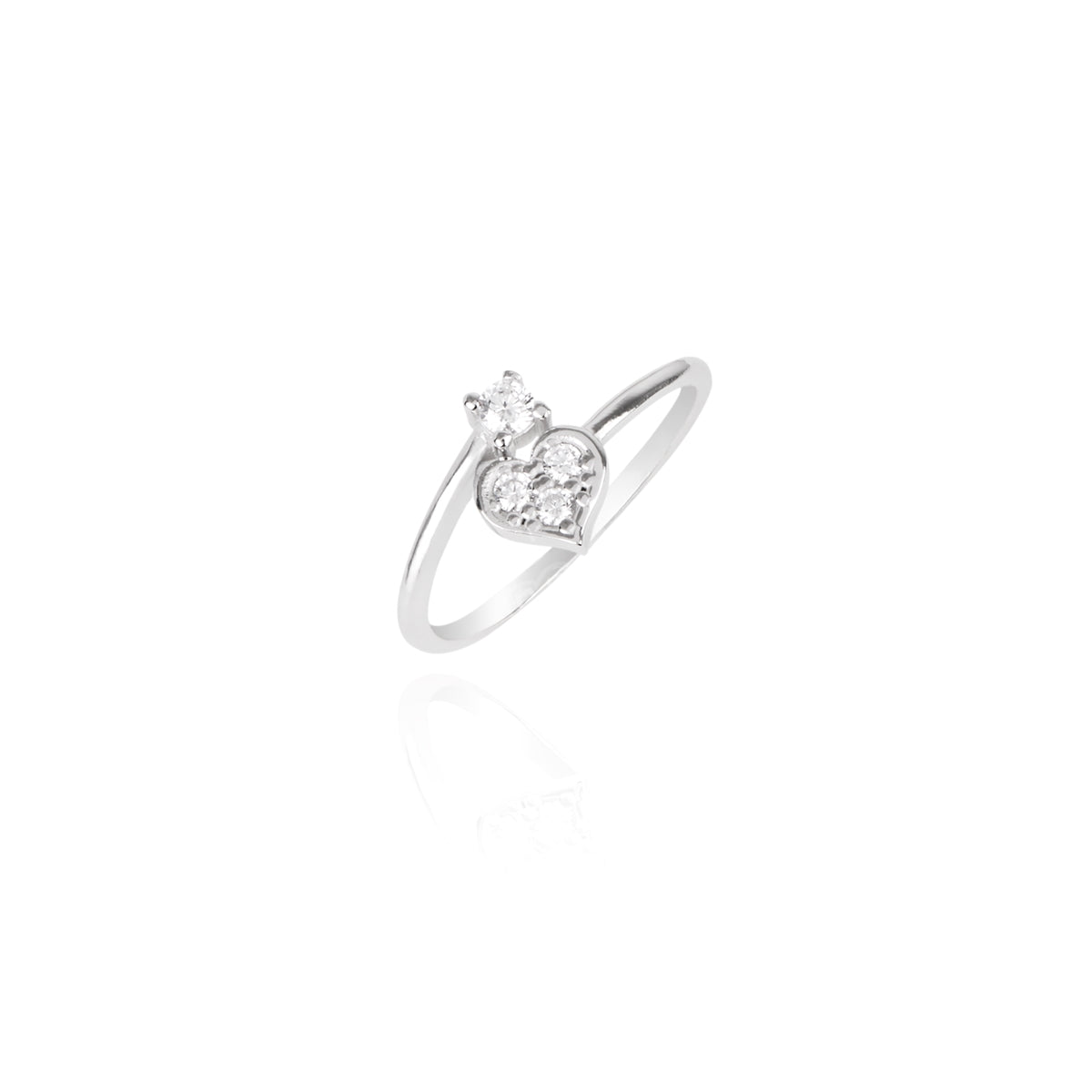 Argento Recycled Silver Crystal Heart Adjustable Ring