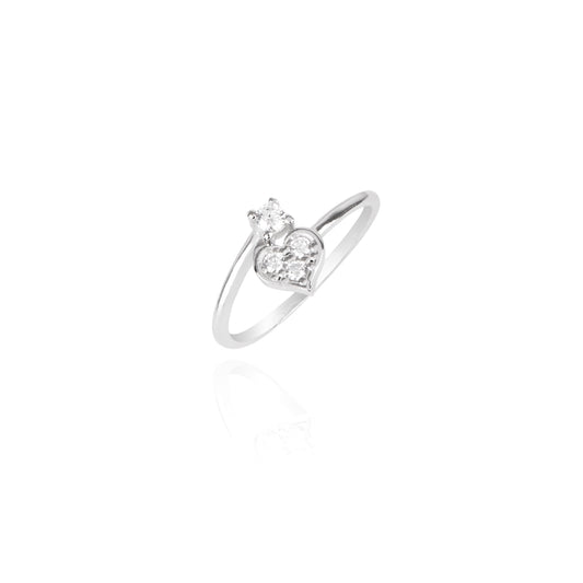 Argento Recycled Silver Crystal Heart Adjustable Ring