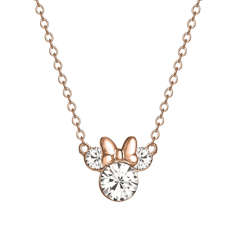 Disney Rose Gold Crystal Minnie Mouse Necklace
