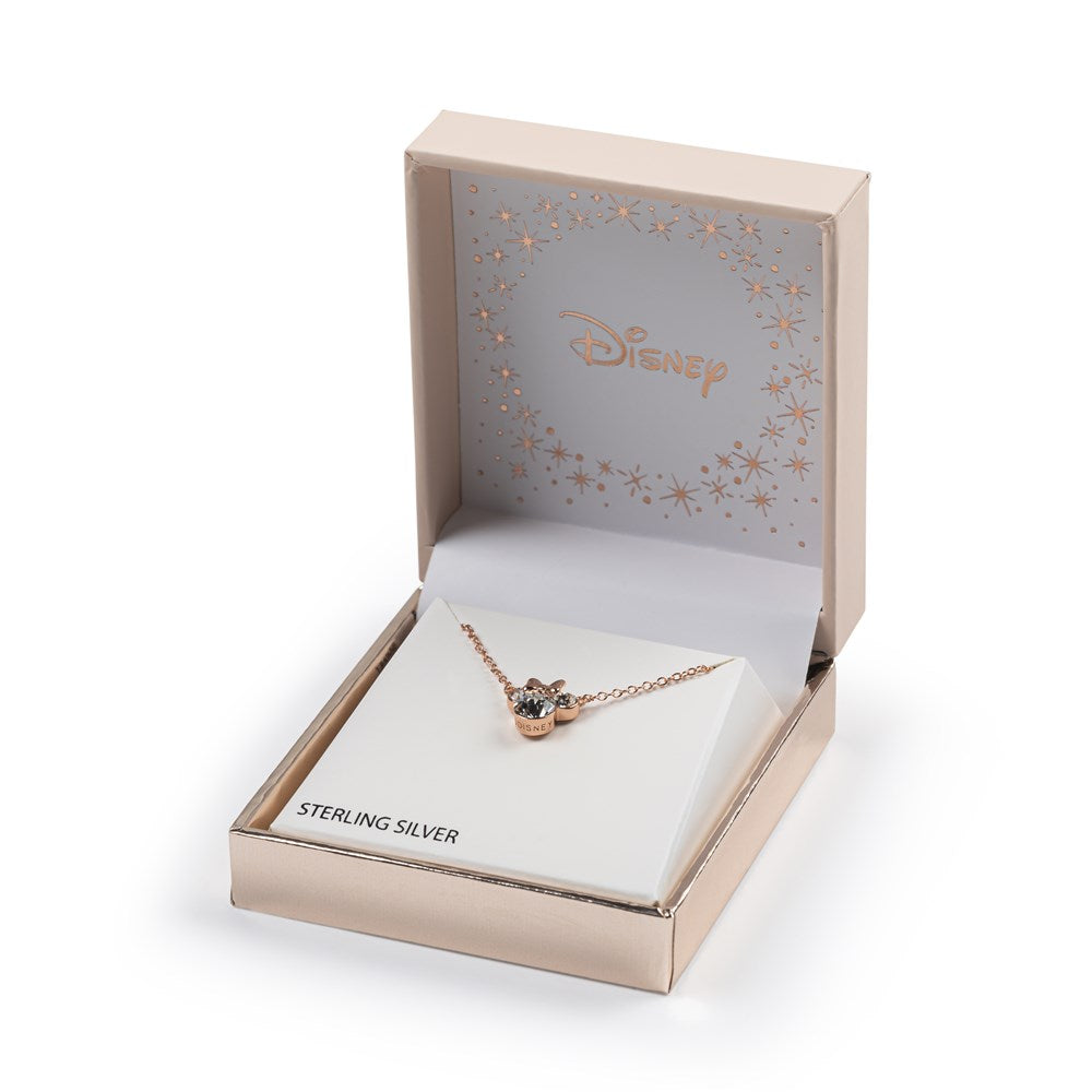 Disney Rose Gold Crystal Minnie Mouse Necklace