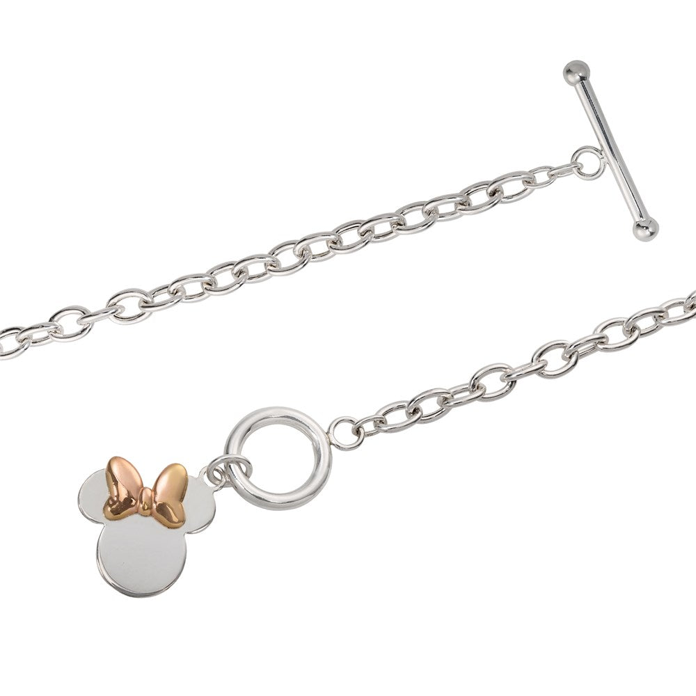 Disney Rose Gold & Silver Minnie Mouse T-Bar Bracelet