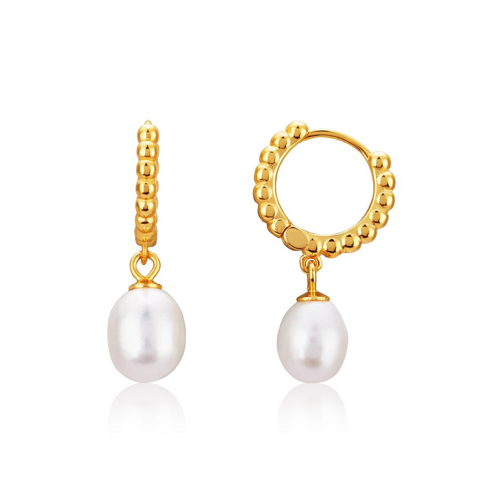 Argento Gold Bubble Pearl Hoop Earrings