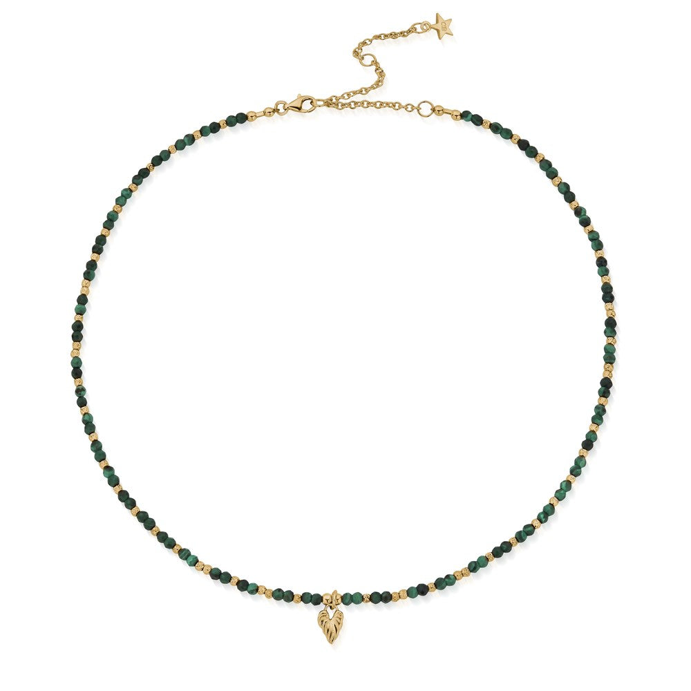 ChloBo Silver Leaf Heart Sparkle Malachite Necklace
