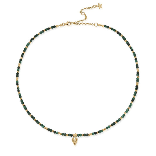 ChloBo Silver Leaf Heart Sparkle Malachite Necklace