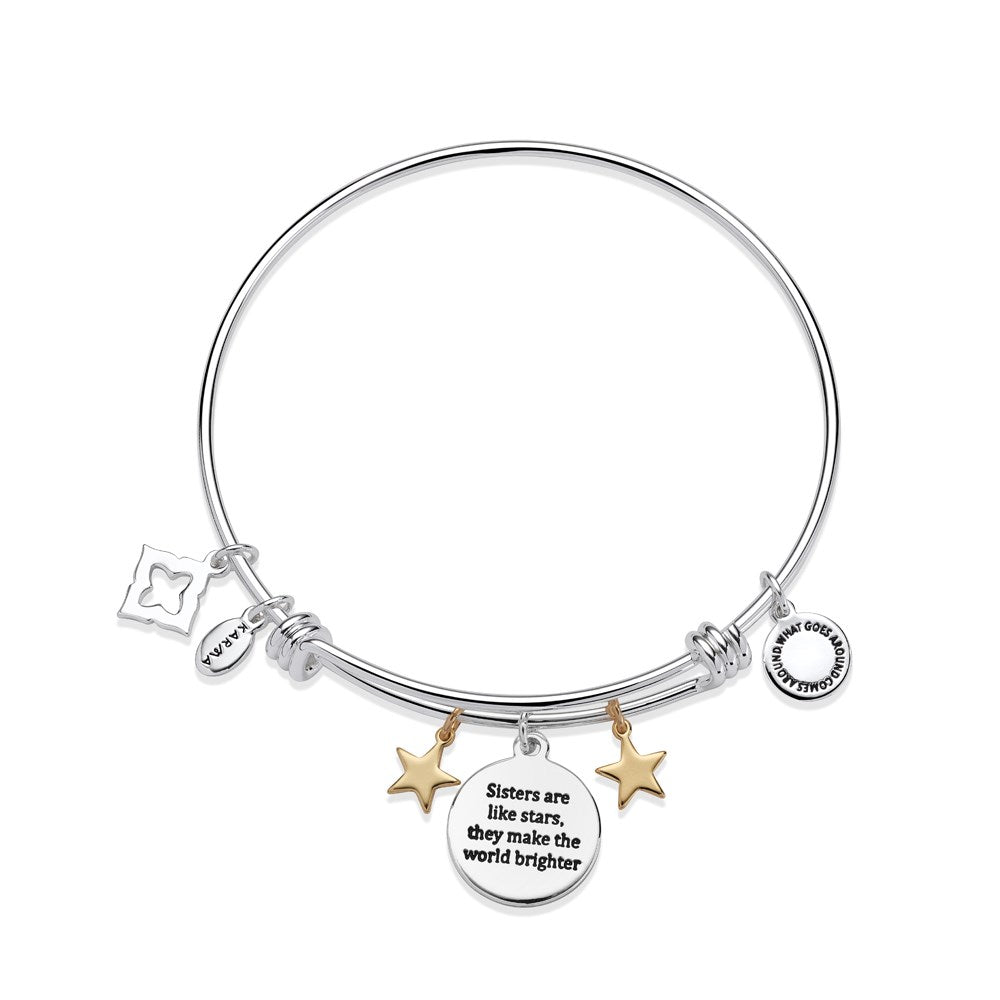 Karma Silver Sister Star Bangle