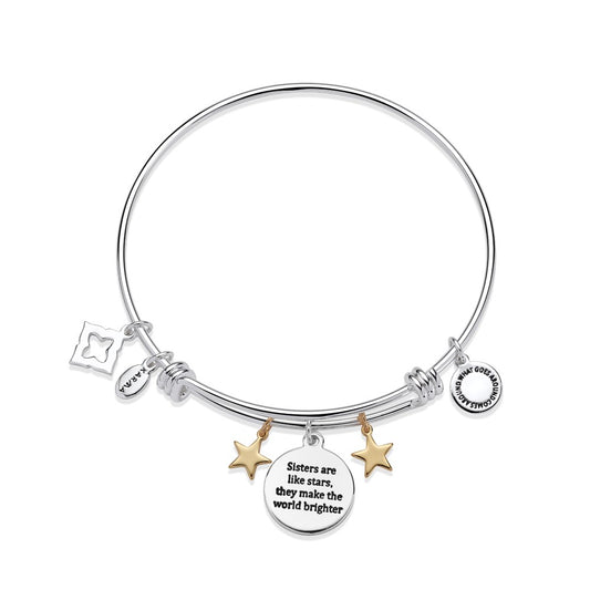 Karma Silver Sister Star Bangle
