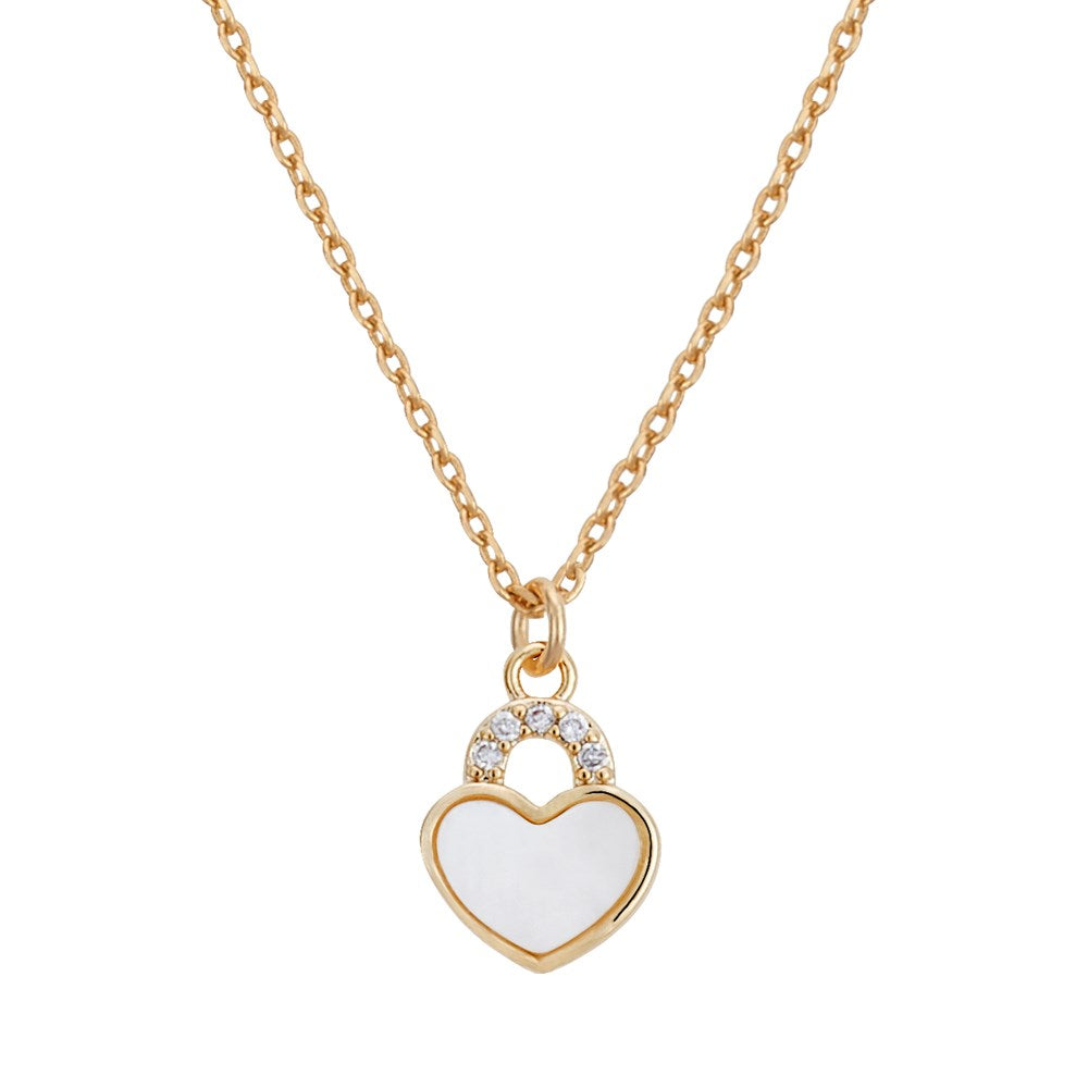 August Woods Gold Pearl Padlock Necklace