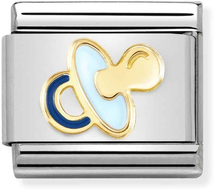 Nomination Gold Blue Pacifier Dummy Charm