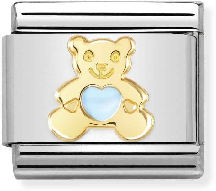 Nomination Gold Blue Teddy Bear Charm