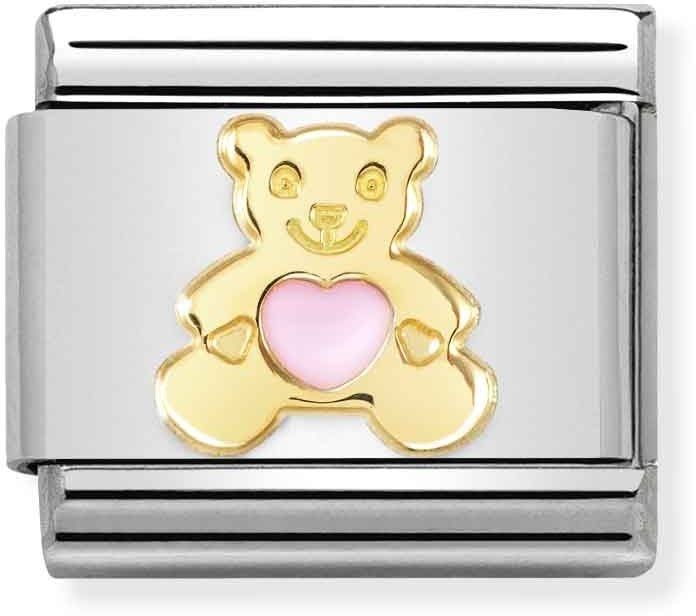 Nomination Gold Pink Teddy Bear Charm