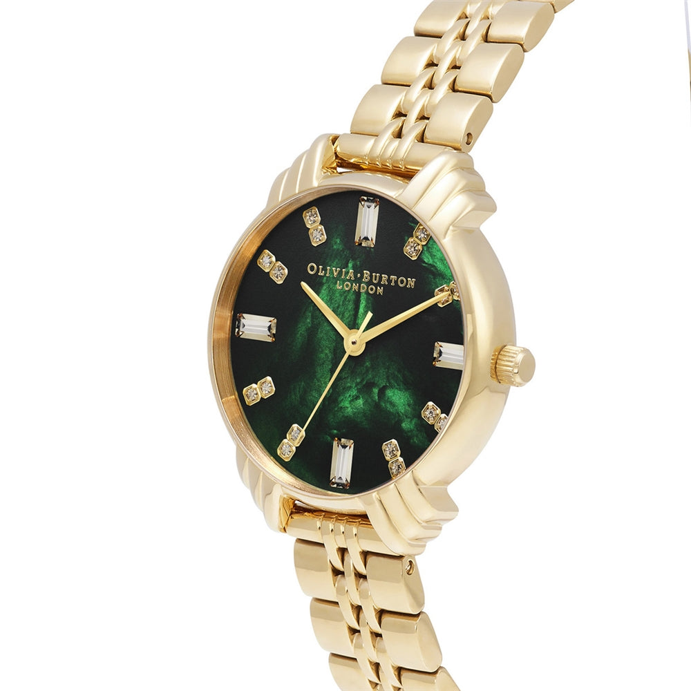 Olivia Burton Art Deco Green & Gold Bracelet Watch