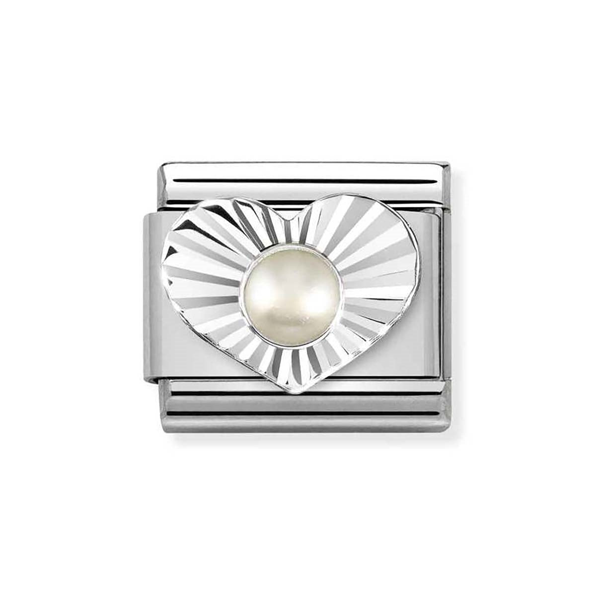 Nomination Silver White Pearl Heart Charm