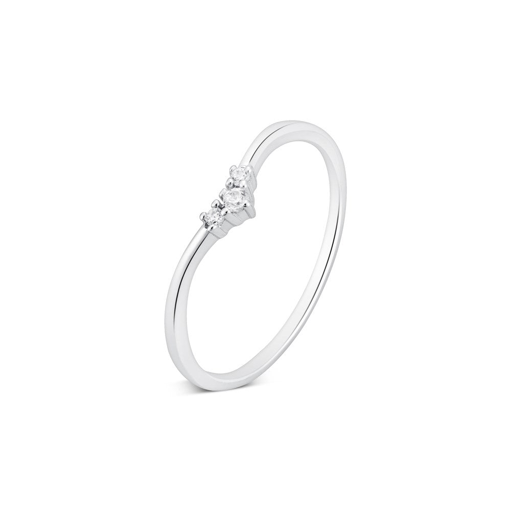 Argento Silver Crystal Wish Bone Ring