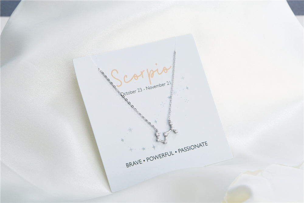 Argento Silver Scorpio Constellation Necklace