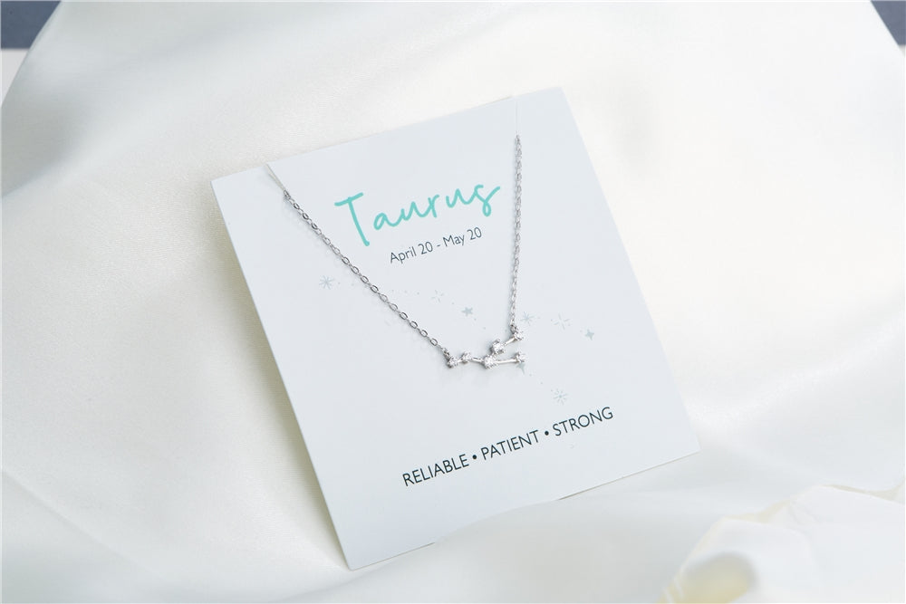 Argento Silver Taurus Constellation Necklace