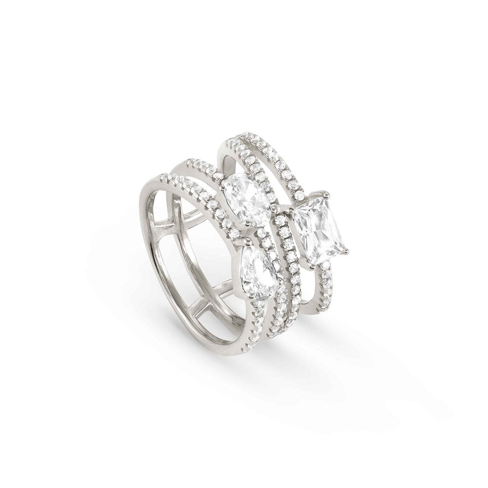 Nomination Colour Wave Silver Crystal Ring Size 54