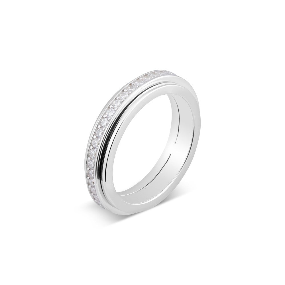 Argento Silver Crystal Calm Spinner Ring