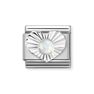 Nomination Silver White Opal Heart Charm
