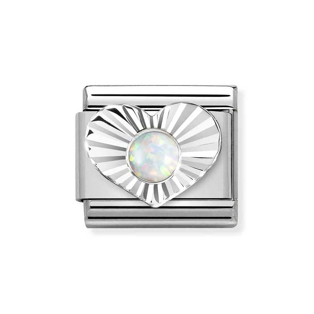 Nomination Silver White Opal Heart Charm