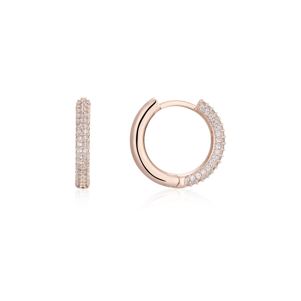 August Woods Rose Gold Crystal Huggie Hoop Earrings