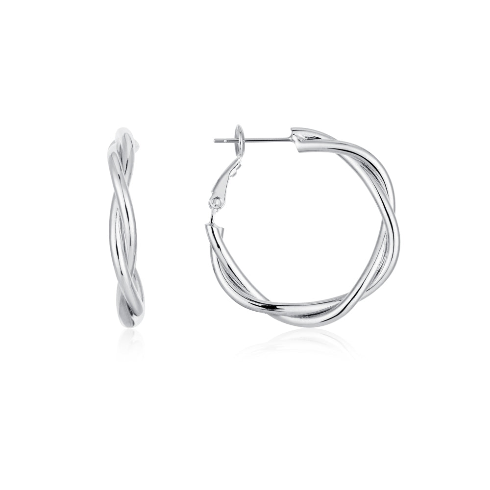 August Woods Silver Twist Hoop Earrings