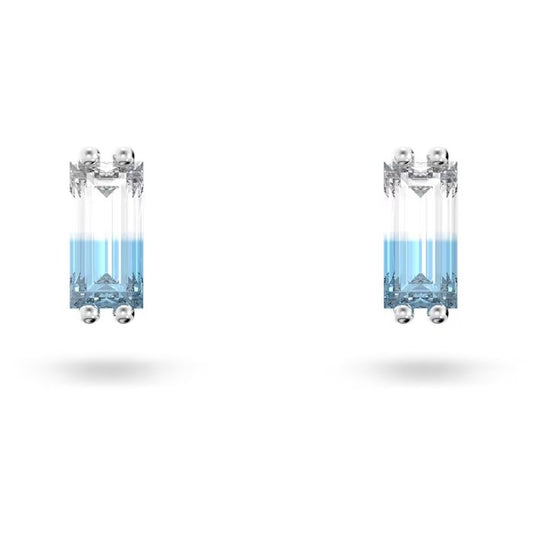 Swarovski Stilla Silver + Blue Stud Earrings