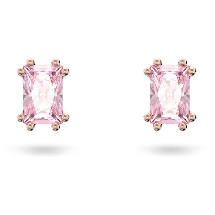 Swarovski Stilla Rose Gold + Pink Stud Earrings